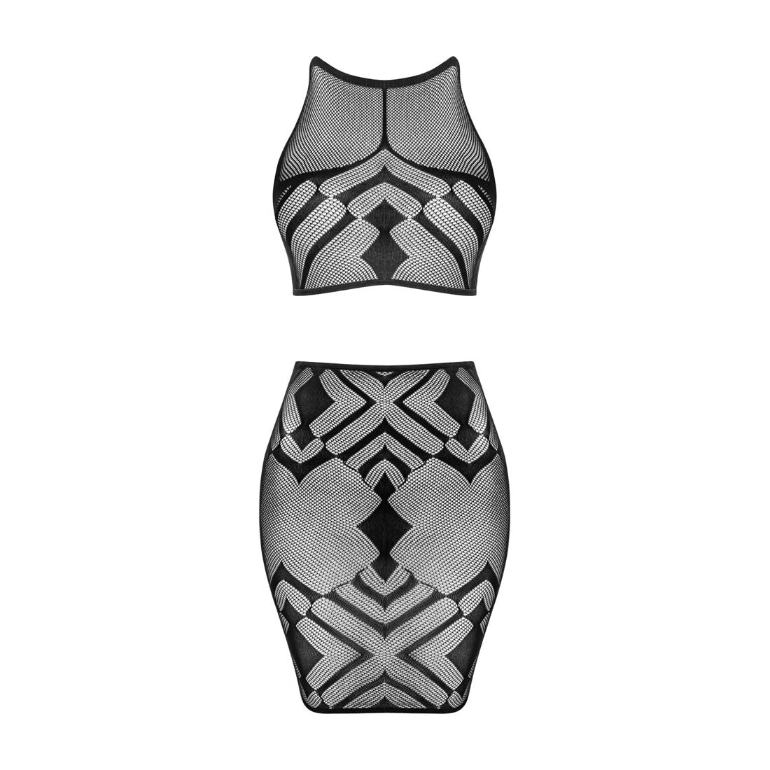 Еротичний напівпрозорий комплект Obsessive K101 top & skirt
