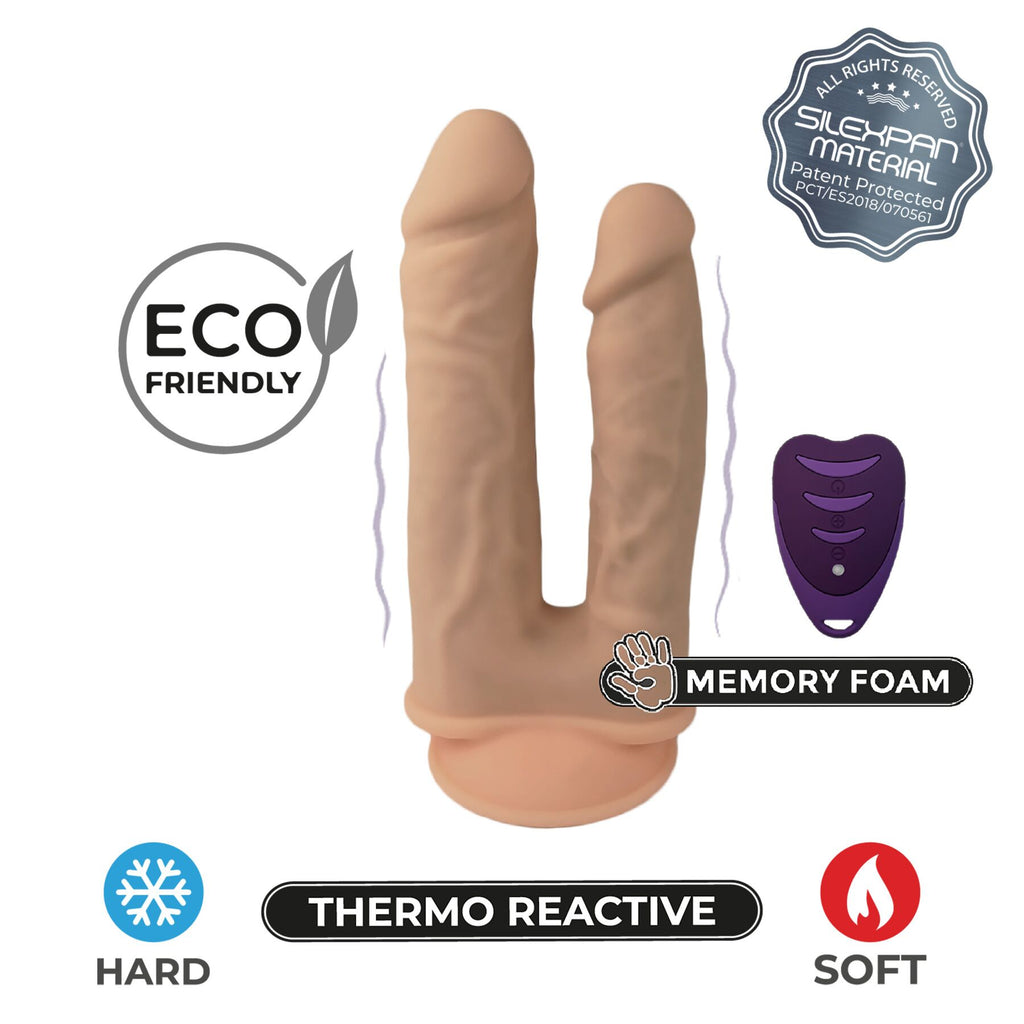 Подвійний фалоімітатор з вібрацією SilexD Double Gusto Vibro Flesh Model 1 size 8 & 7 + LRS