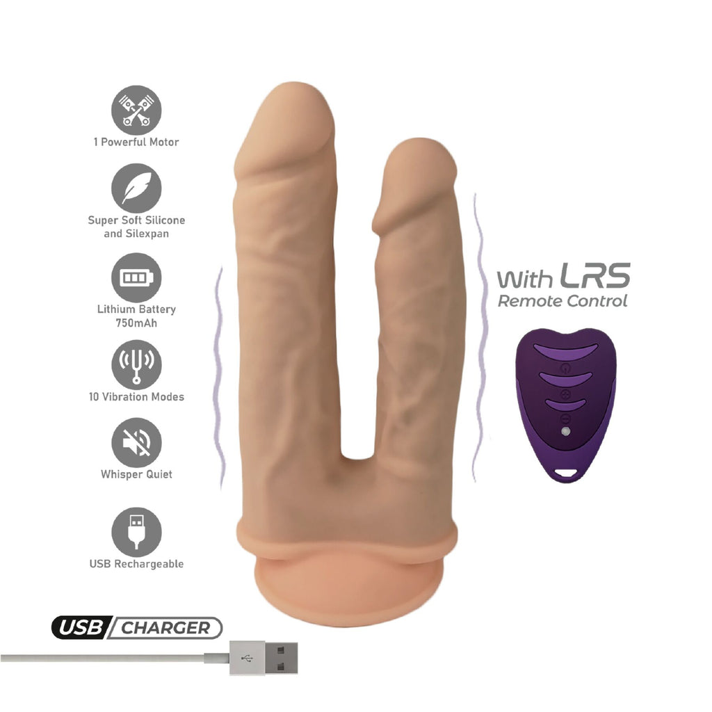 Подвійний фалоімітатор з вібрацією SilexD Double Gusto Vibro Flesh Model 1 size 8 & 7 + LRS