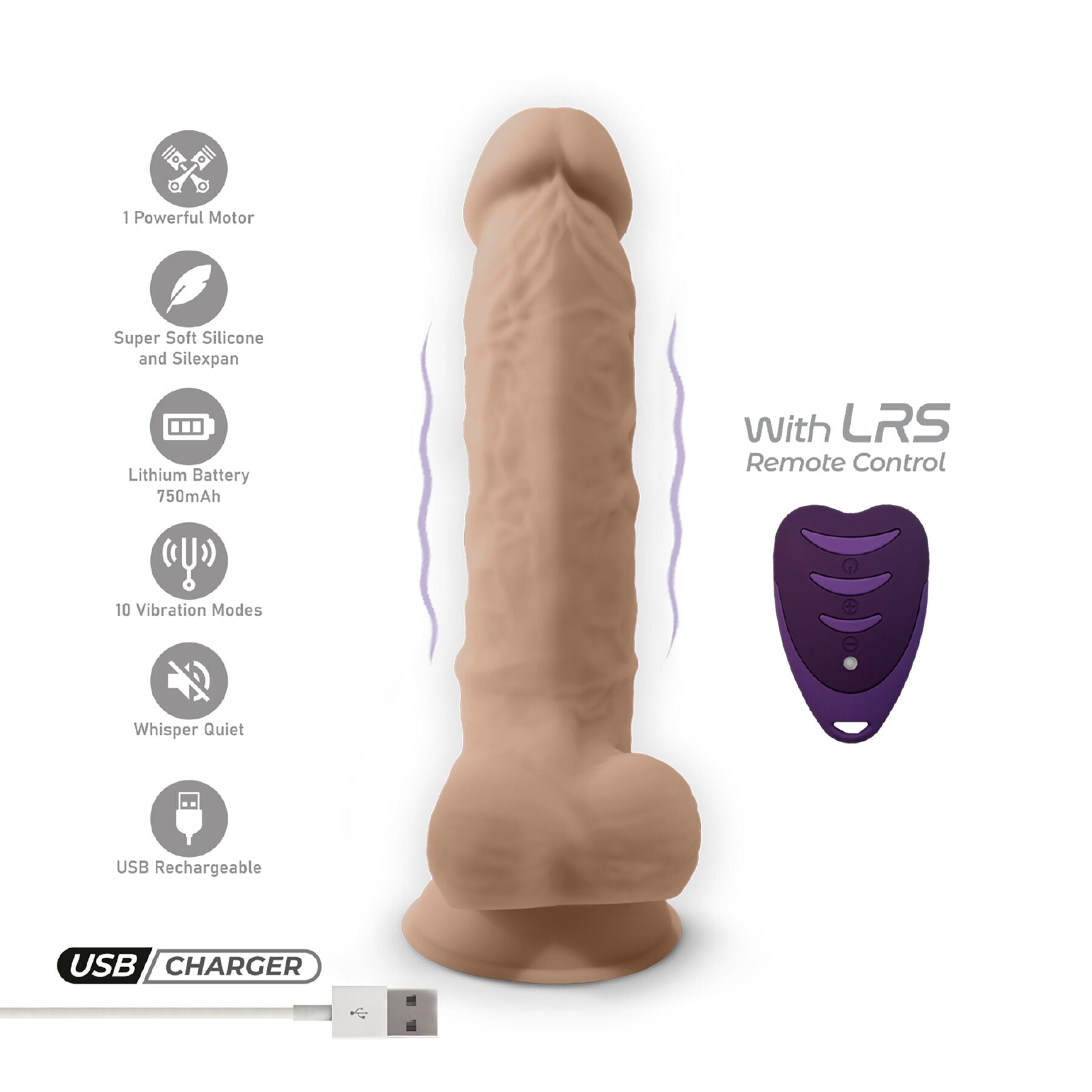 Фалоімітатор з вібрацією SilexD Vetus Vibro Flesh MODEL 1 size 8in + LRS
