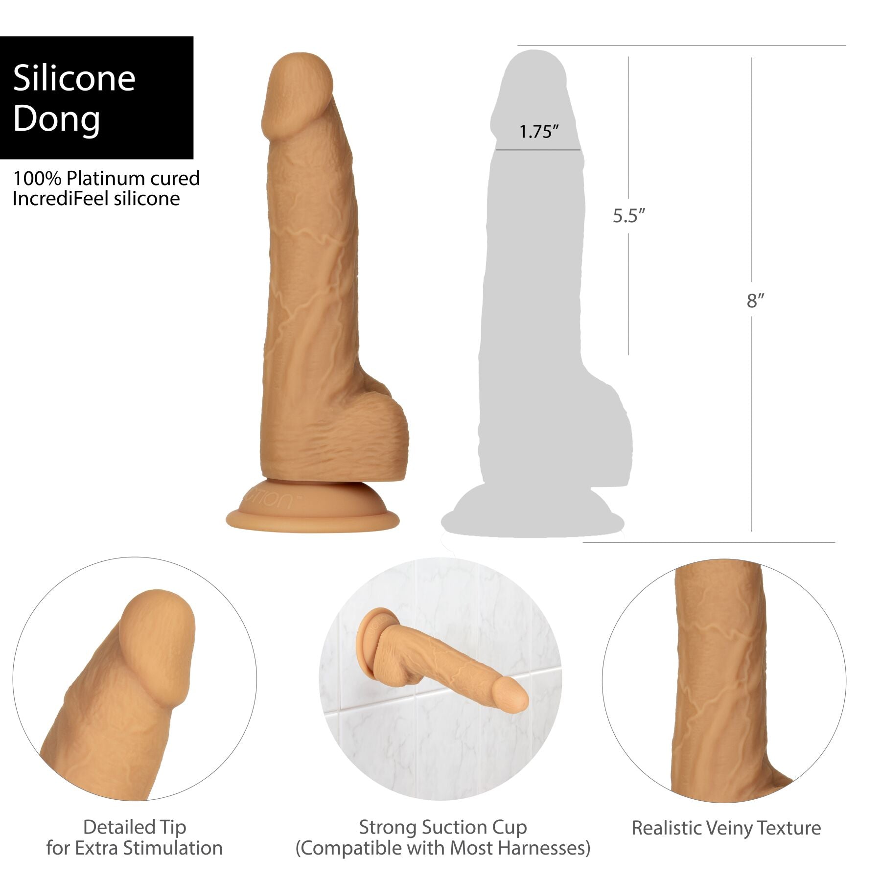 Фалоімітатор ADDICTION Dual Density Silicone Dildo Caramel 8″