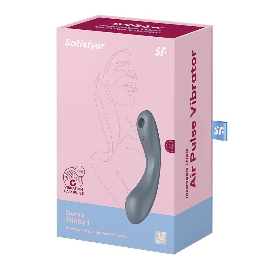 Вакуумний стимулятор з вібрацією Satisfyer Curvy Trinity 1 Bluegrey