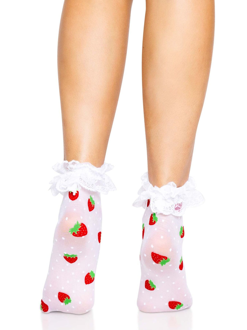 Шкарпетки жіночі з полуничним принтом Leg Avenue Strawberry ruffle top anklets