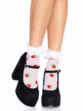 Шкарпетки жіночі з полуничним принтом Leg Avenue Strawberry ruffle top anklets