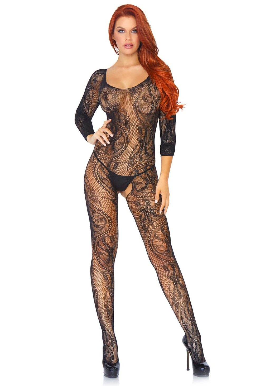 Бодістокінг Leg Avenue Swirl Lace Bodystocking One