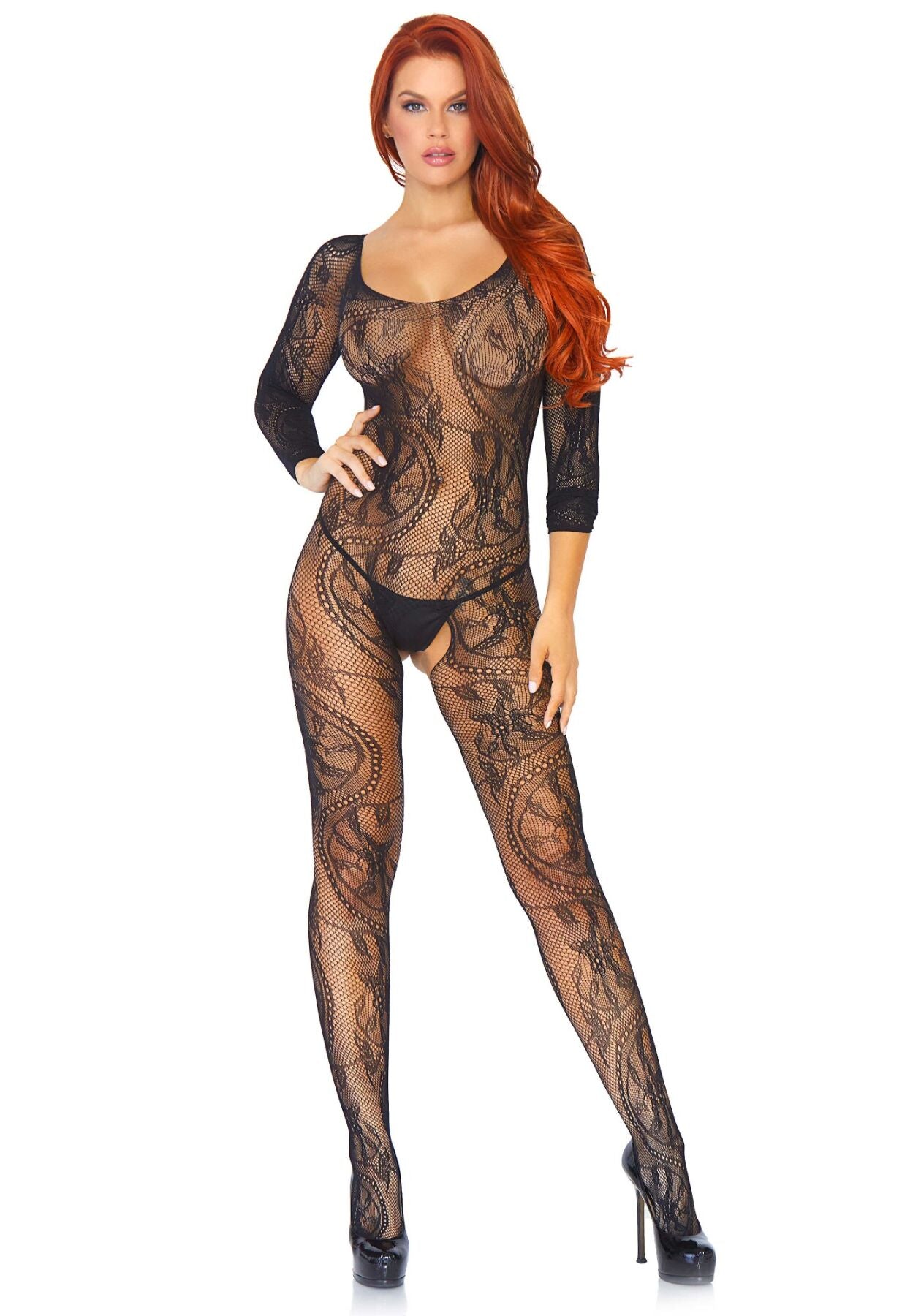 Бодістокінг Leg Avenue Swirl Lace Bodystocking One