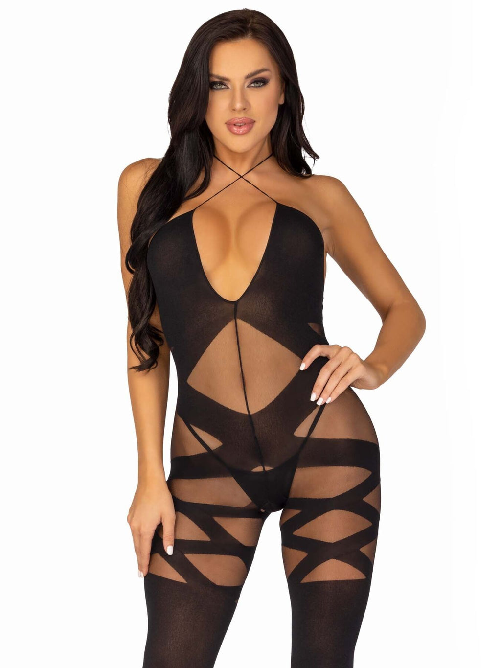 Бодістокінг Leg Avenue Illusion halter bodystocking One