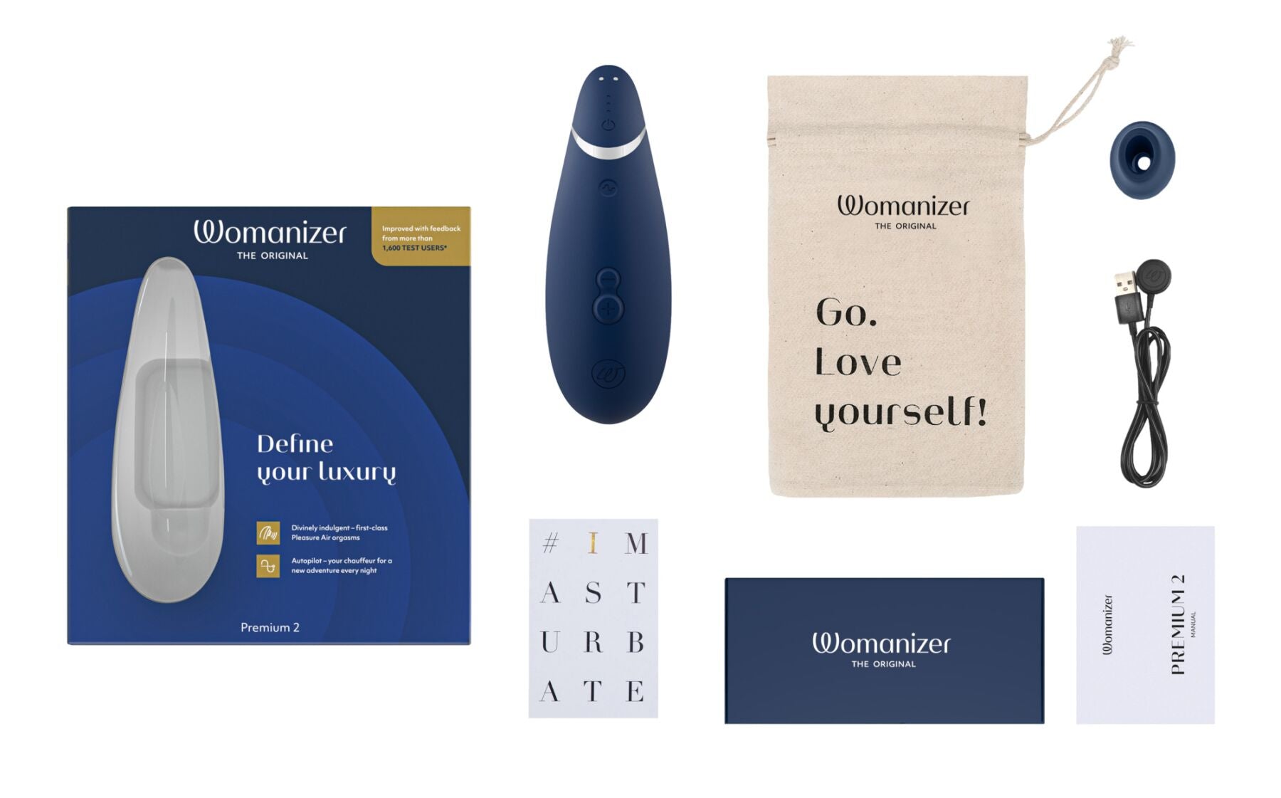 Вакуумний кліторальний стимулятор Womanizer Premium 2 - Blueberry