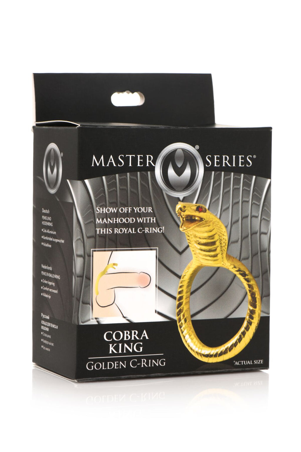 Ерекційне кільце з головою кобри Master Series Cobra King Golden Cock Ring