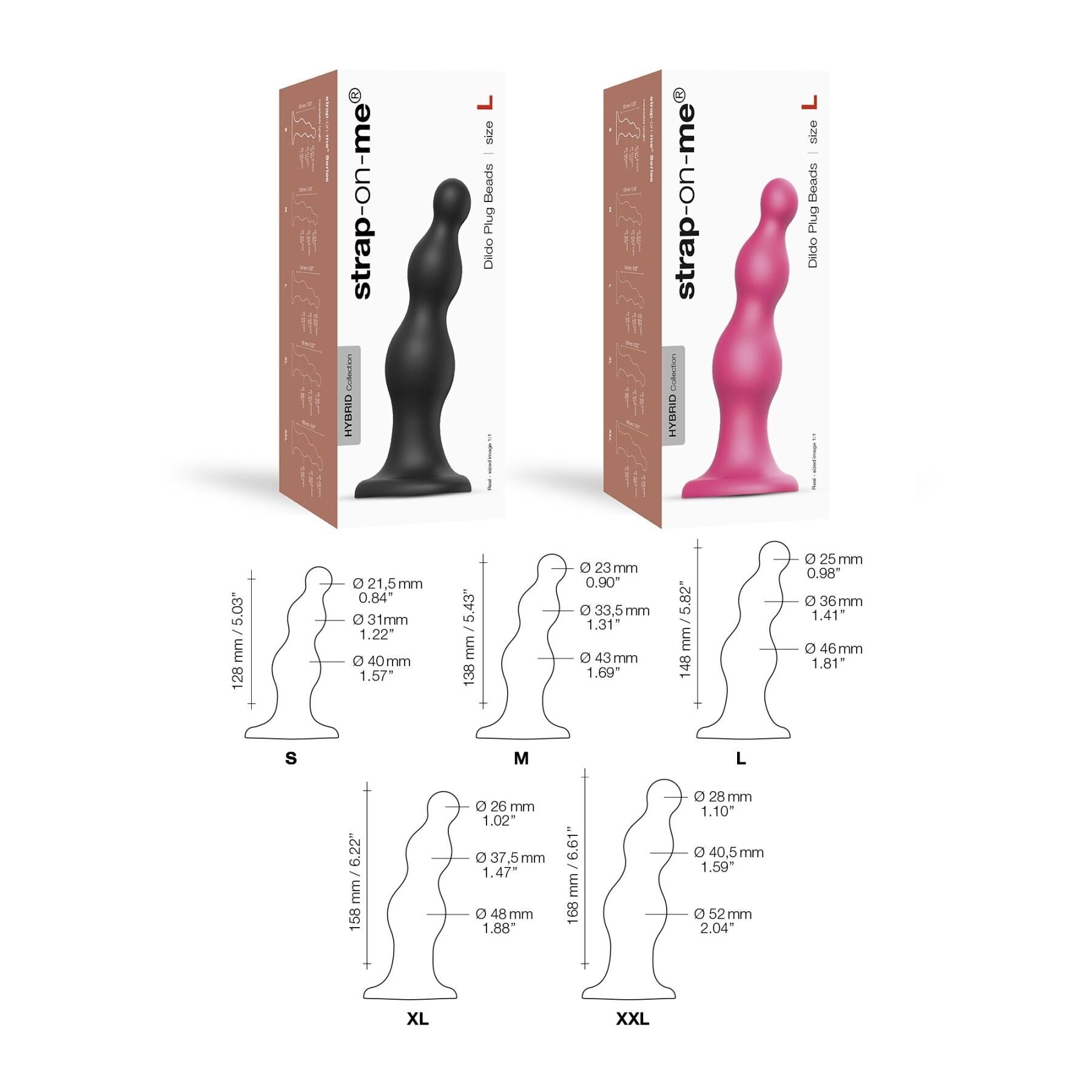Насадка для страпона Strap-On-Me Dildo Plug Beads Dildo Plug Beads Framboise Metallic