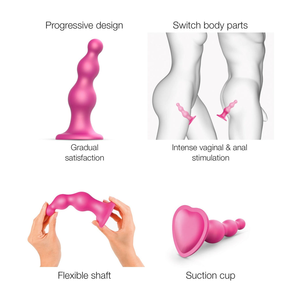Насадка для страпона Strap-On-Me Dildo Plug Beads Dildo Plug Beads Framboise Metallic