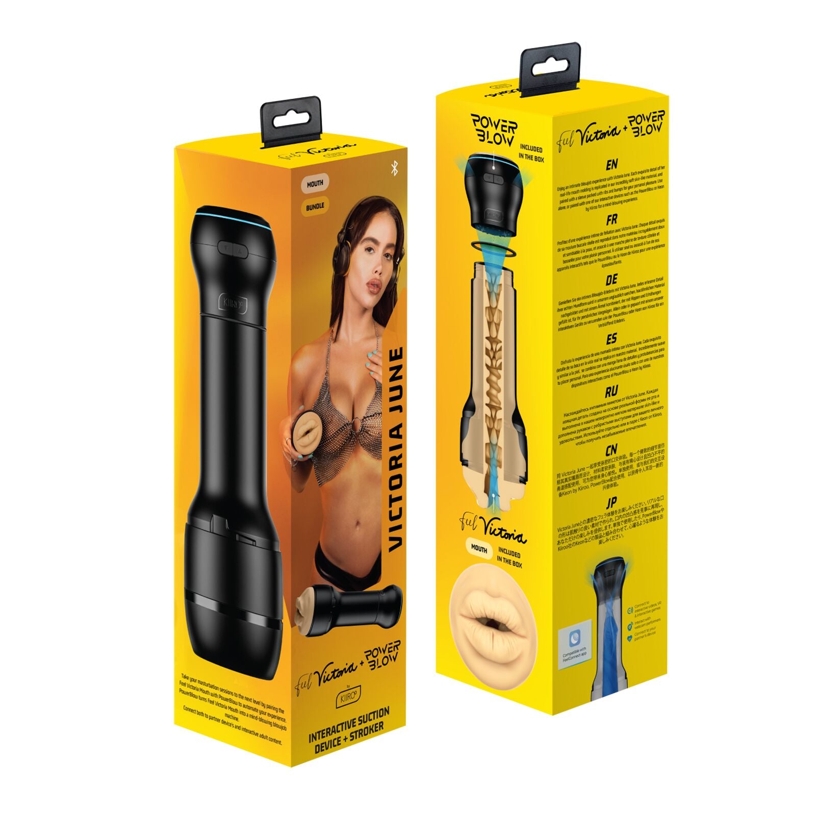 Мастурбатор-ротик Kiiroo FeelVictoria Mouth зі всмоктувальною інтерактивною насадкою PowerBlow Combo Set