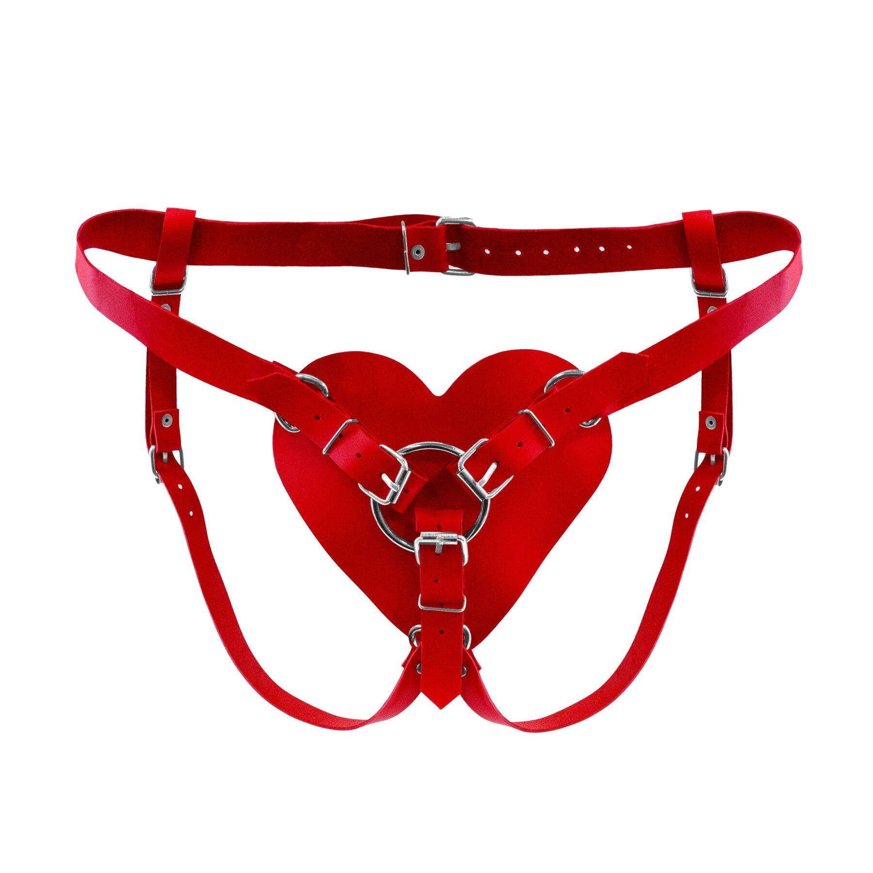 Трусики Серце для страпону з натуральної шкіри Feral Feelings Hearts Strap-on Belt