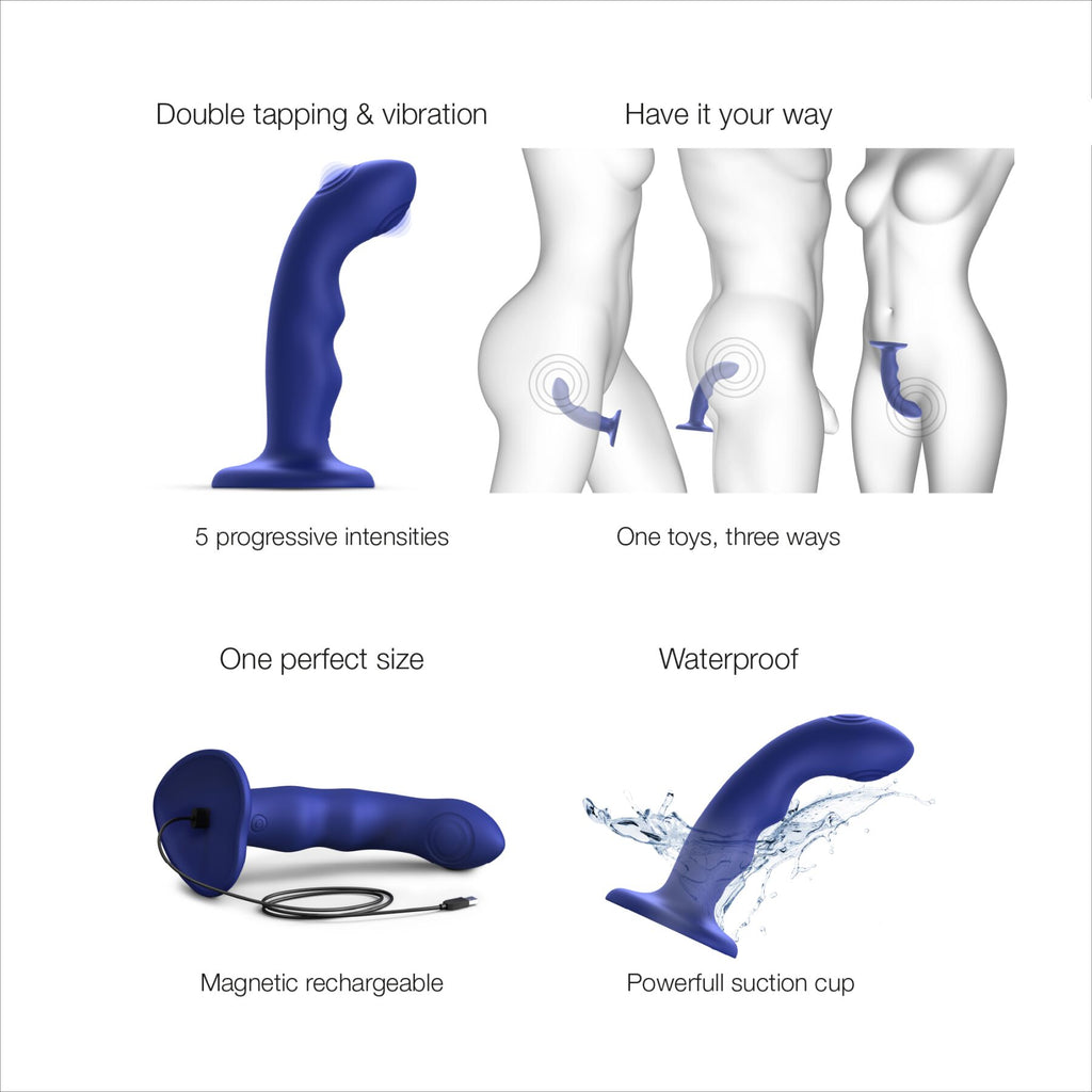 Насадка для страпона з подвійною точковою пульсацією Strap-On-Me TAPPING DILDO WAVE