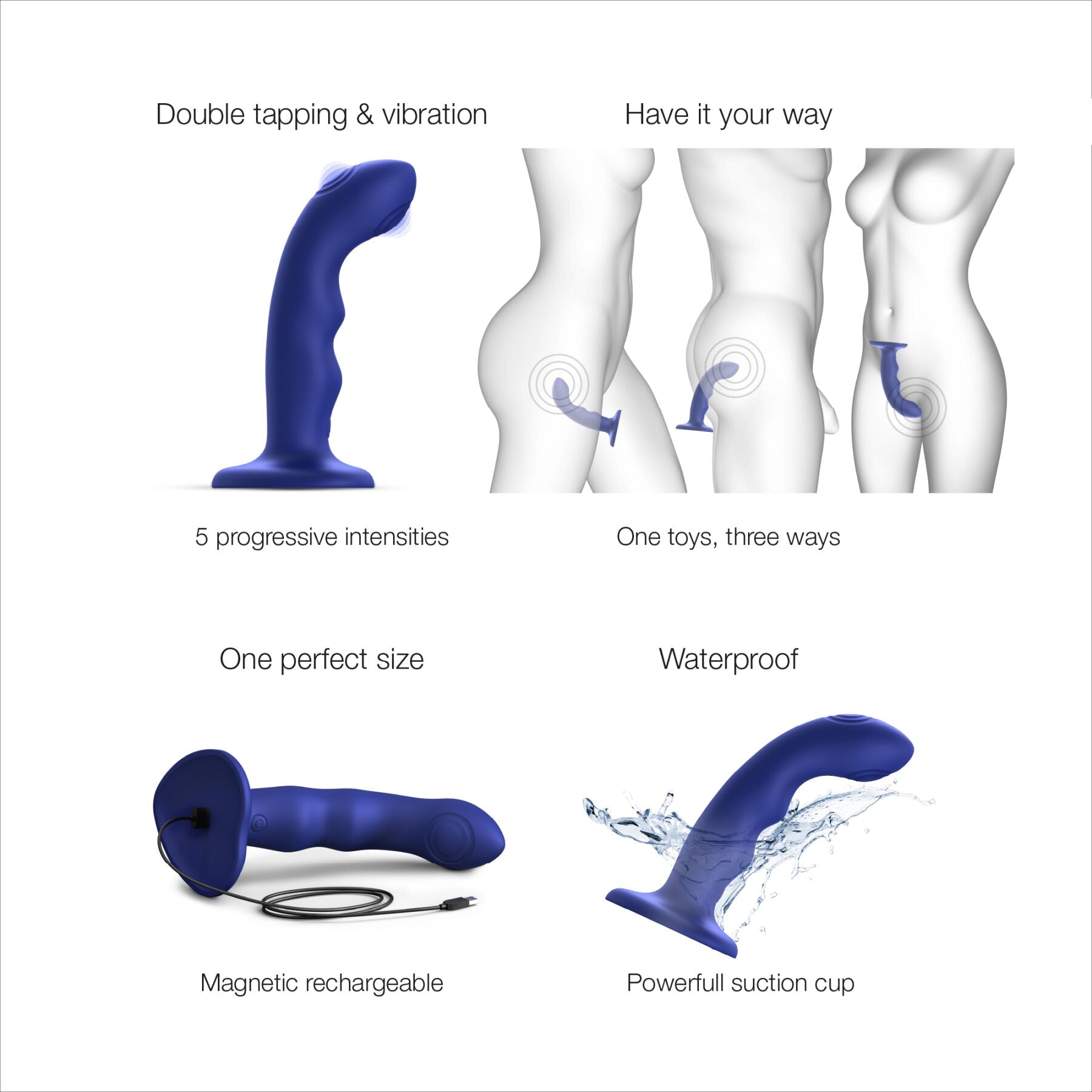 Насадка для страпона з подвійною точковою пульсацією Strap-On-Me TAPPING DILDO WAVE