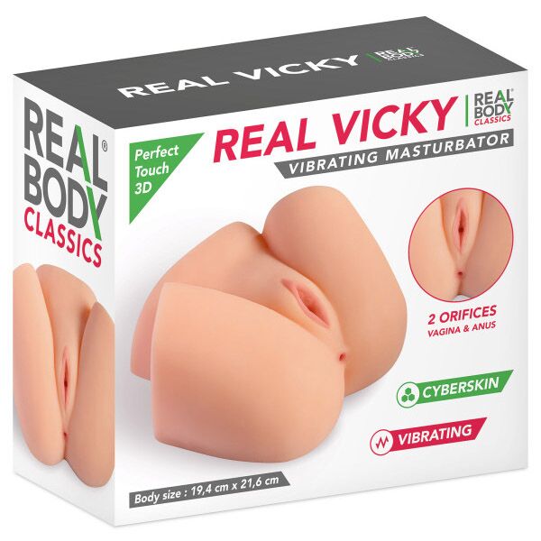 Мастурбатор-півторс з вібрацією Real Body Real Vicky вагіна та анус