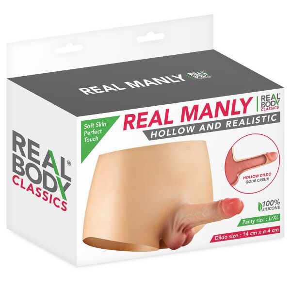 Силіконові трусики з порожнистим фалоімітатором Real Body Real Manly Hollow