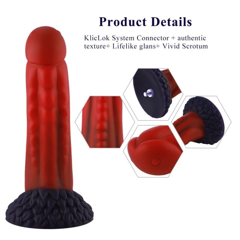 Фалоімітатор для секс-машин Hismith 8.35″ Curved Silicone Dildo Red Monster Series