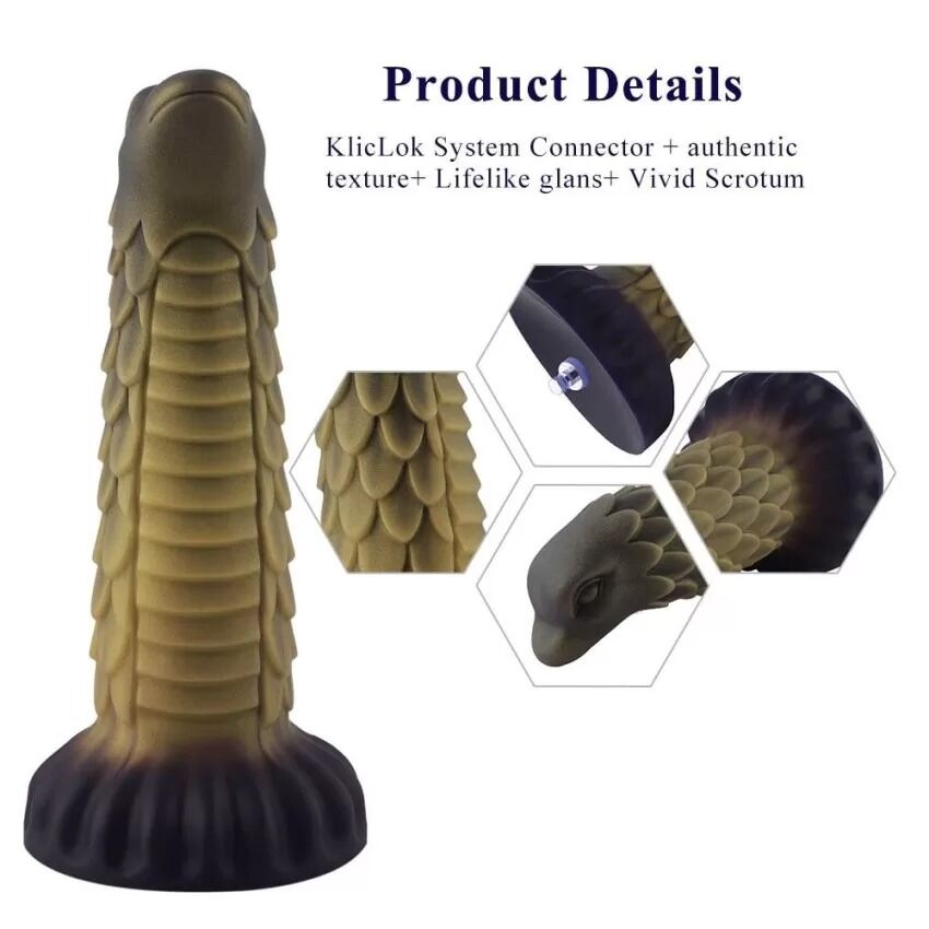 Фалоімітатор для секс-машин Hismith 8.5″ Squama Beast Silicone Dildo Monster Series