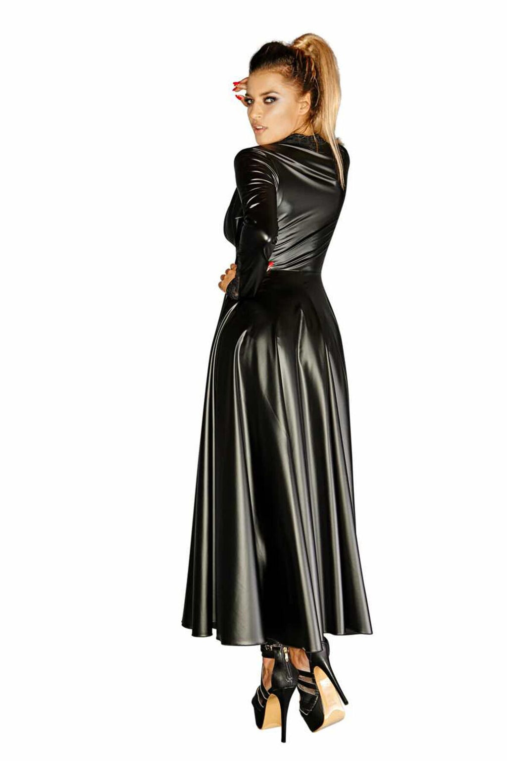 Сукня-плащ з мокрим ефектом Noir Handmade F128
