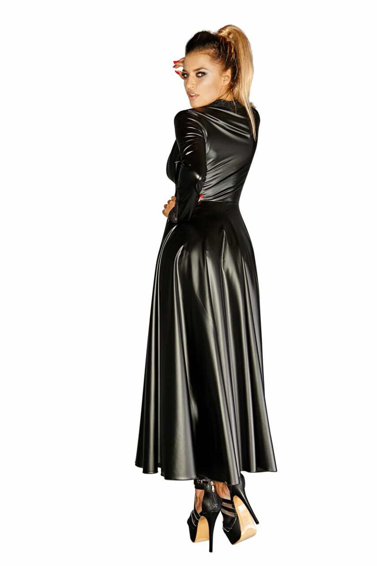 Сукня-плащ з мокрим ефектом Noir Handmade F128