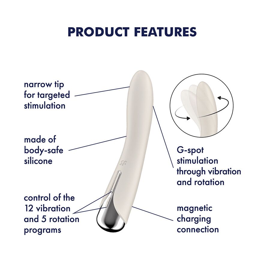 Вібратор точки G з обертанням Satisfyer Spinning Vibe 1 Beige
