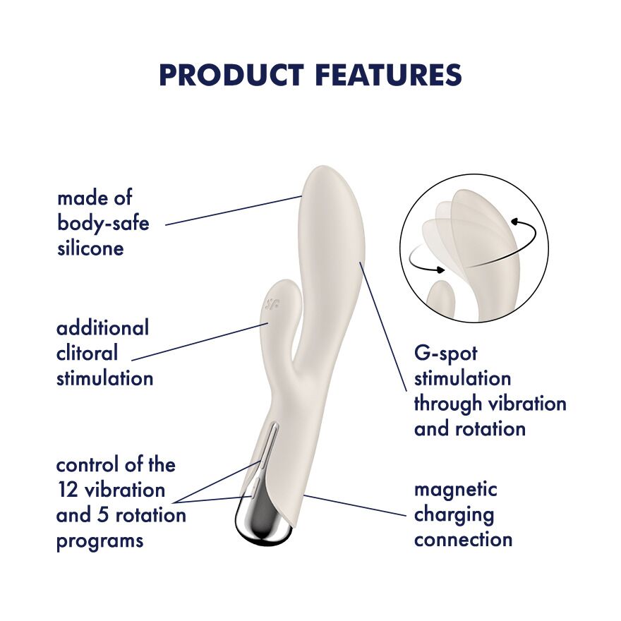 Вібратор-кролик з ротацією Satisfyer Spinning Rabbit 1 Beige