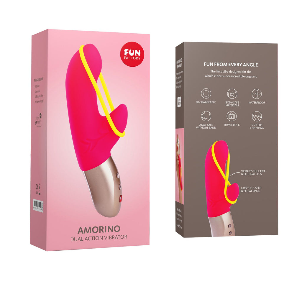 Мінівібратор-кролик зі стимулювальною стрічкою Fun Factory AMORINO pink neon