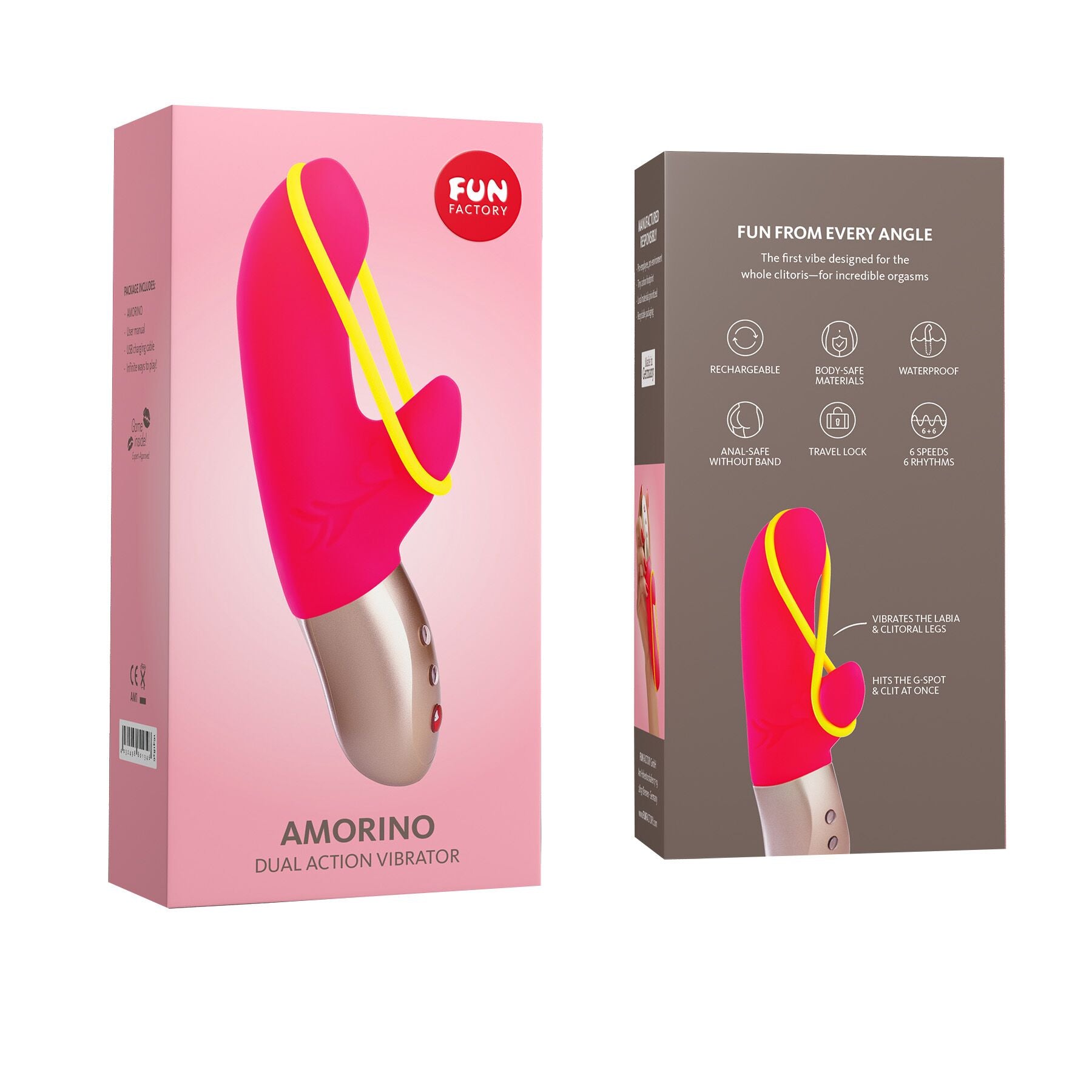Мінівібратор-кролик зі стимулювальною стрічкою Fun Factory AMORINO pink neon