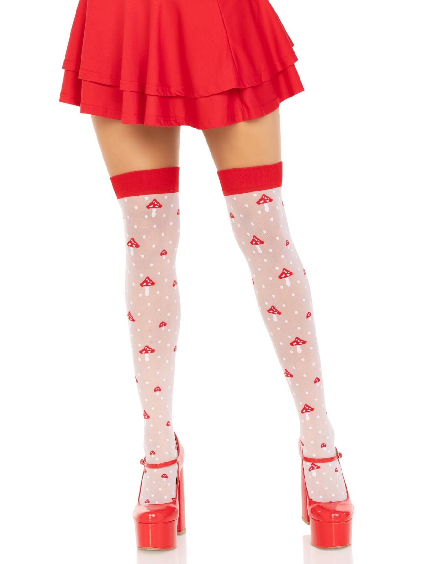 Панчохи Leg Avenue Polka Dot Mushroom Thigh Highs