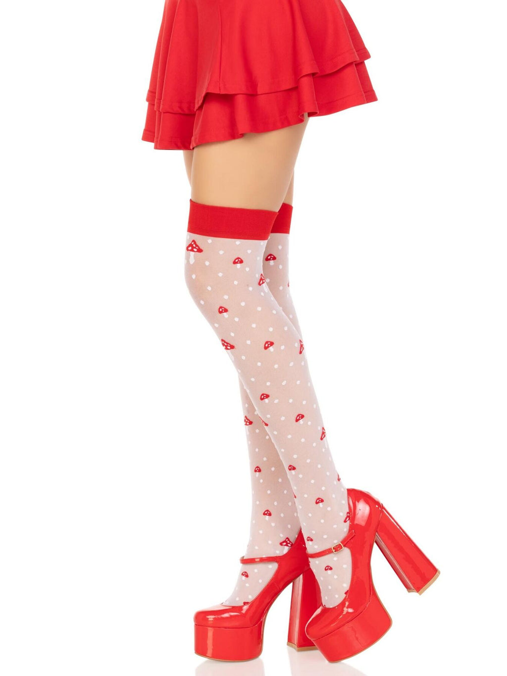 Панчохи Leg Avenue Polka Dot Mushroom Thigh Highs