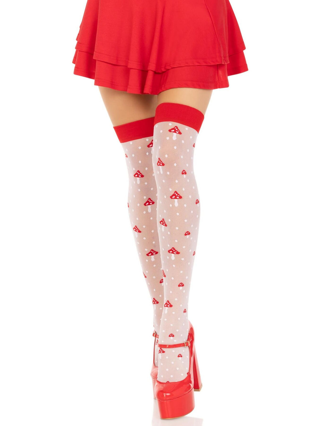 Панчохи Leg Avenue Polka Dot Mushroom Thigh Highs