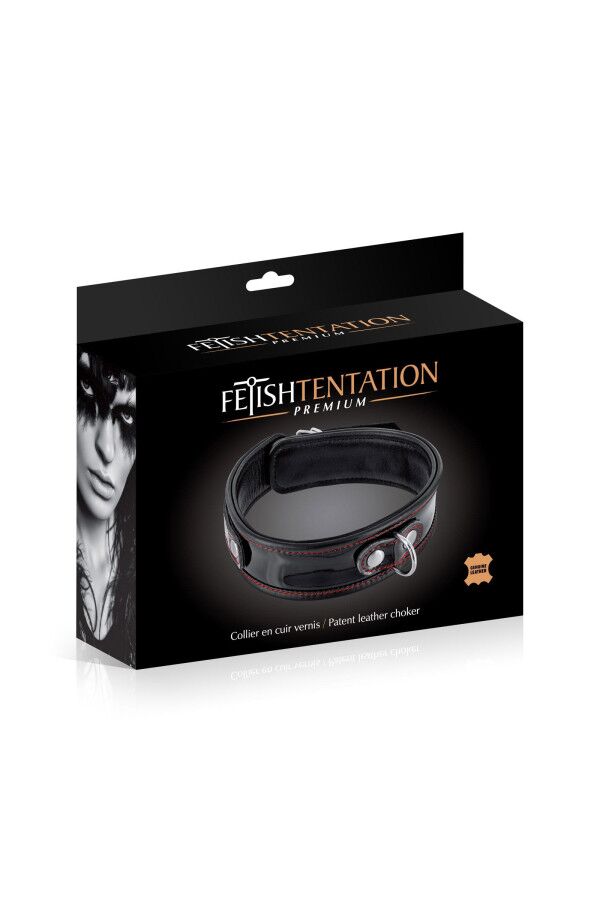 Нашийник із натуральної шкіри Fetish Tentation Premium Patent leather