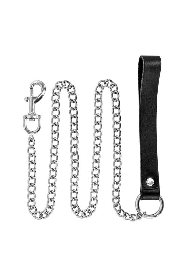 Повідець із натуральної шкіри Fetish Tentation Premium Metal leash
