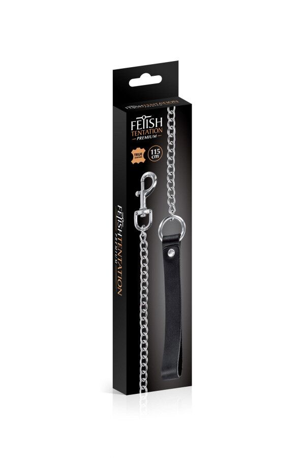 Повідець із натуральної шкіри Fetish Tentation Premium Metal leash