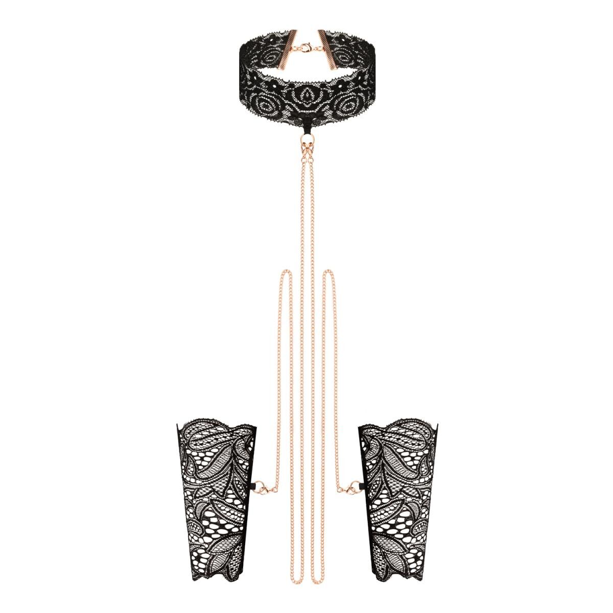 Мереживні наручники та комір Rosy Gold Lace Cuffs and Collar