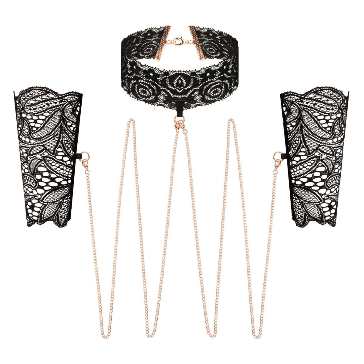Мереживні наручники та комір Rosy Gold Lace Cuffs and Collar