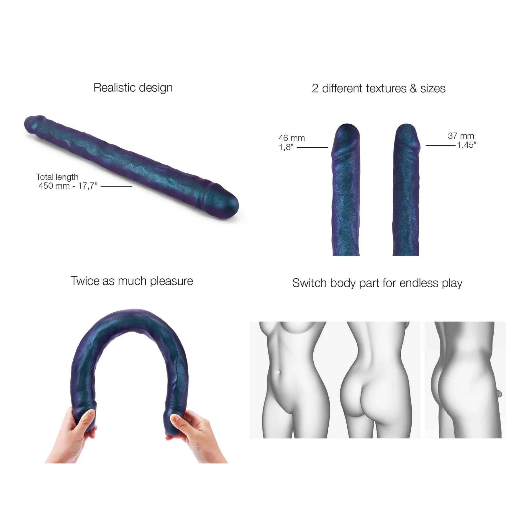 Фалоімітатор подвійний Strap-On-Me DOUBLE DONG REALISTIC DILDO