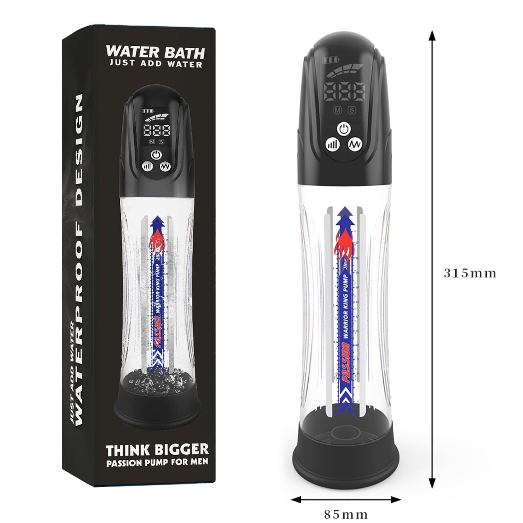Men Powerup Автоматична гідропомпа 2в1 Water Bath з LED-дисплеєм