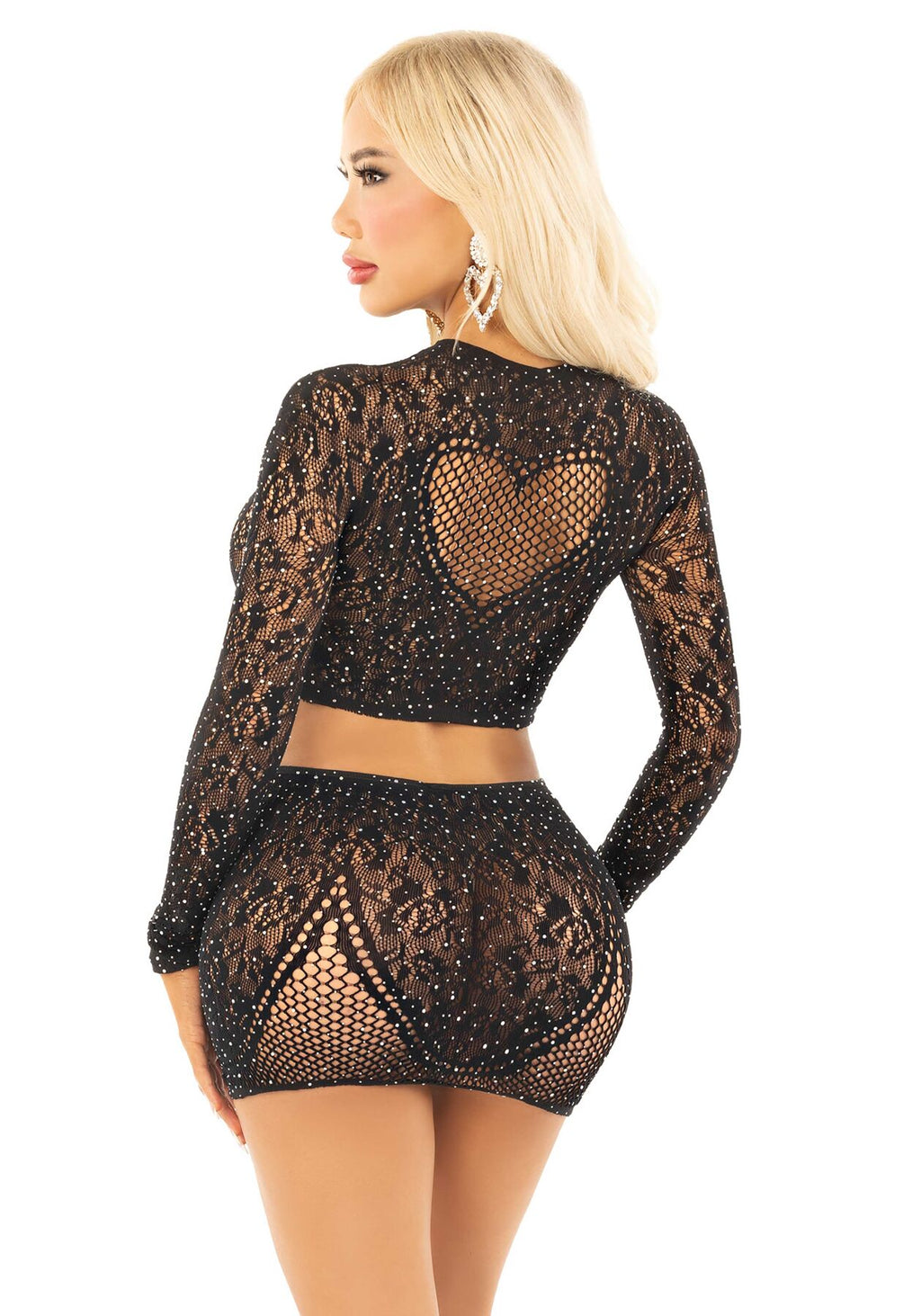 Блискучий комплект кроп-топ і спідниця Leg Avenue Rhinestone