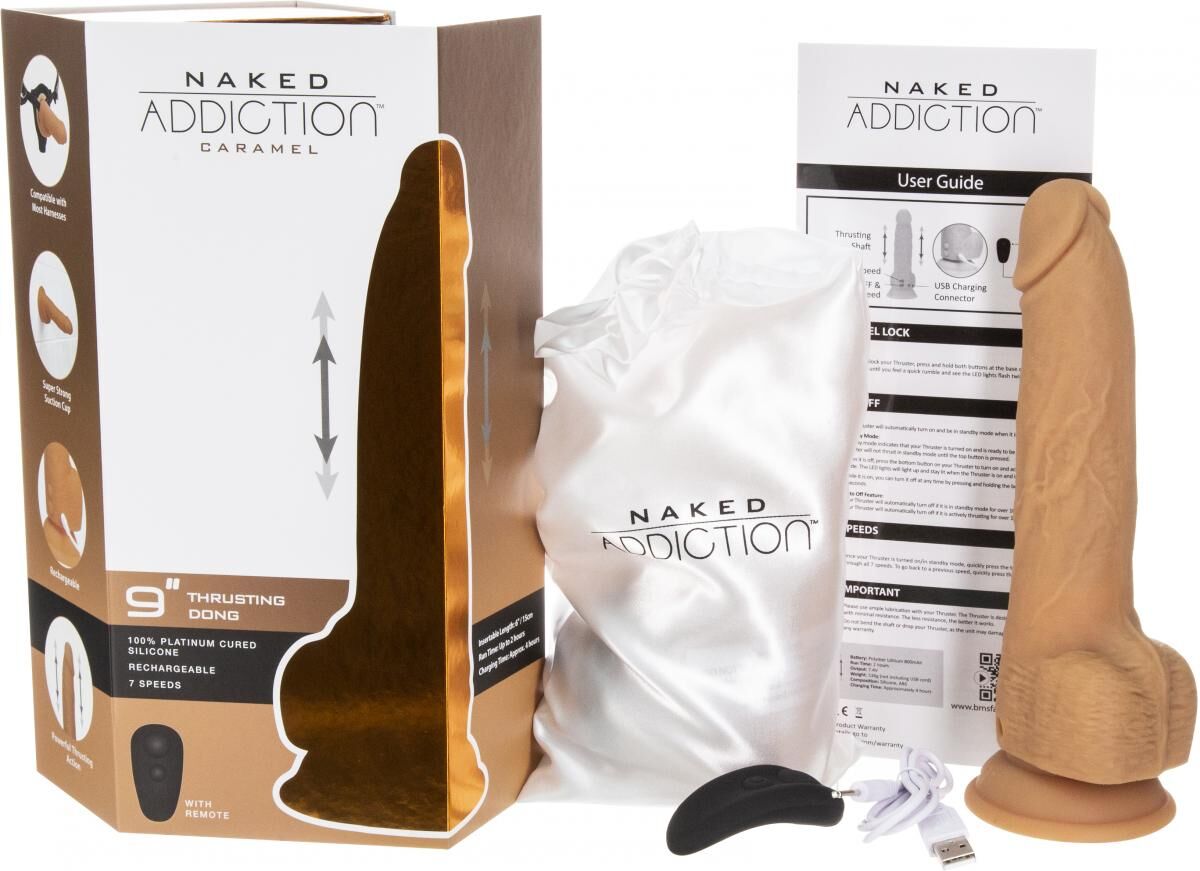 Фалоімітатор з пульсацією Naked ADDICTION Dominic 9″ Caramel