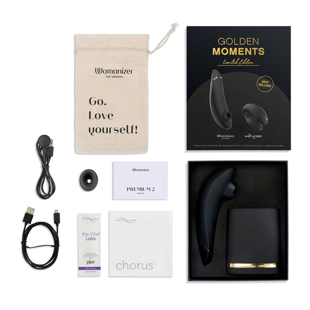 Преміальний подарунковий набір Golden Moments: Womanizer Premium та We-Vibe Chorus