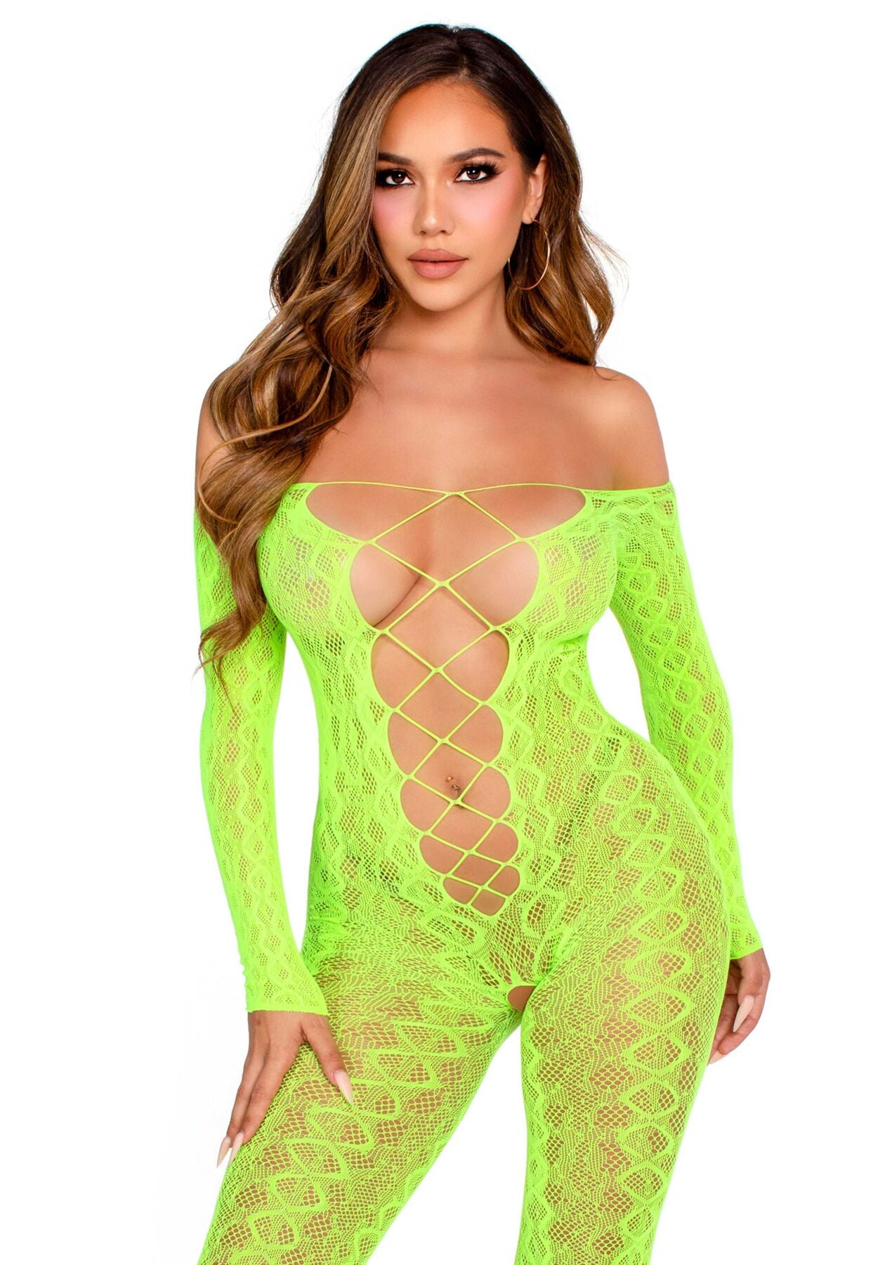 Бодістокінг Leg Avenue Crotchless Footless Lingerie Bodystocking One