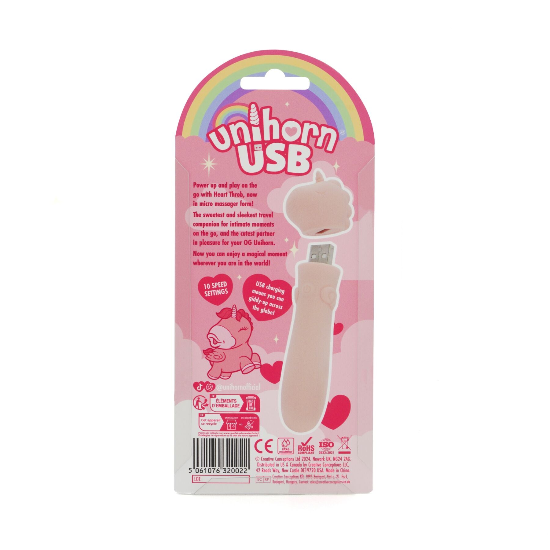 Вібратор-єдиноріжка Unihorn USB Bullet - Heart Throb