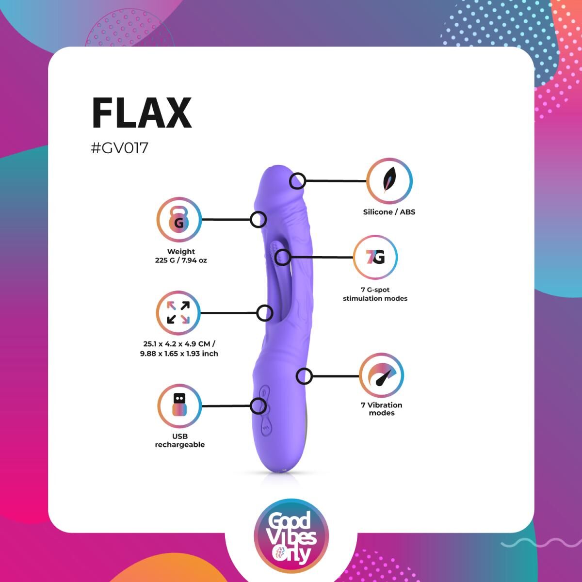 Вібратор Good Vibes Only Flax Vibrating Dildo with G-Spot Stimulator
