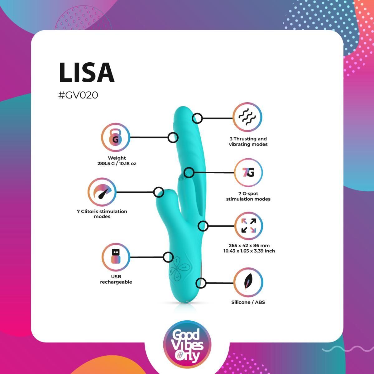 Вібратор-кролик Good Vibes Only Lisa Thrusting Rabbit Vibrator with G-Spot Stimulator