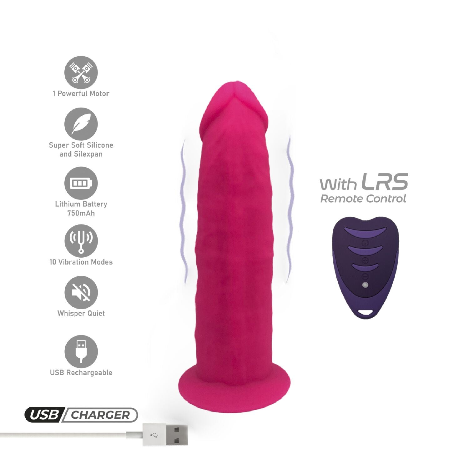 Фалоімітатор з вібрацією SilexD Henry Vibro Pink MODEL 2 size 7in + LRS