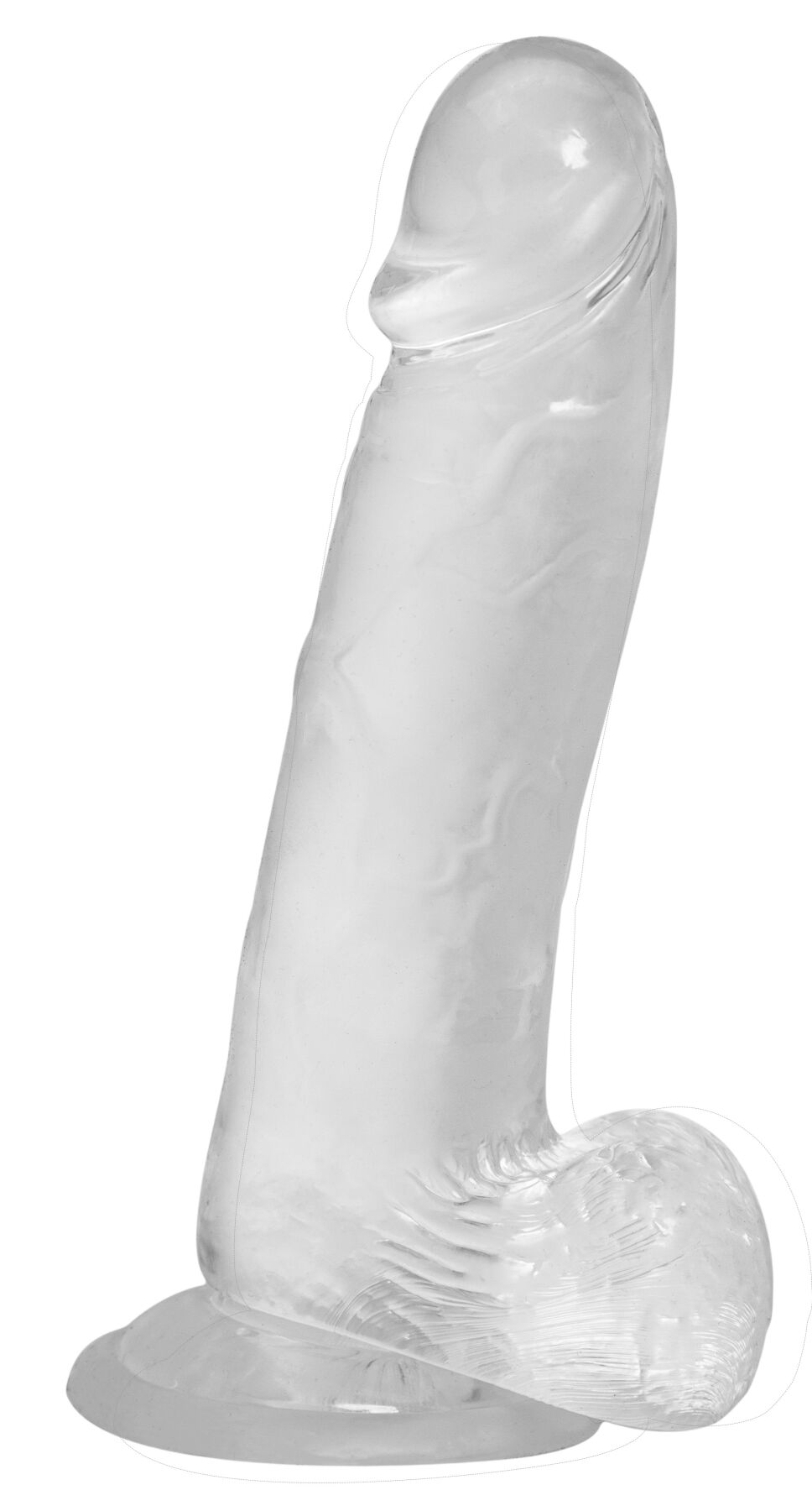 Прозорий фалоімітатор на присосці ADDICTION Clear Dildo with Balls 8″