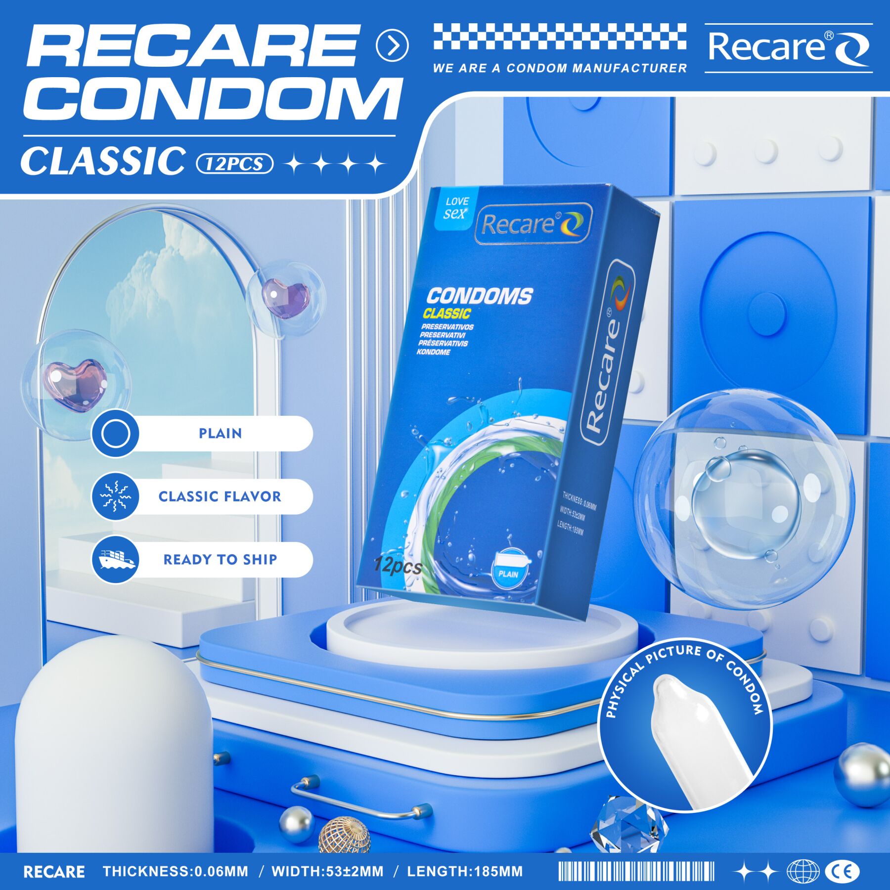 Презервативи Recare Classic Condoms