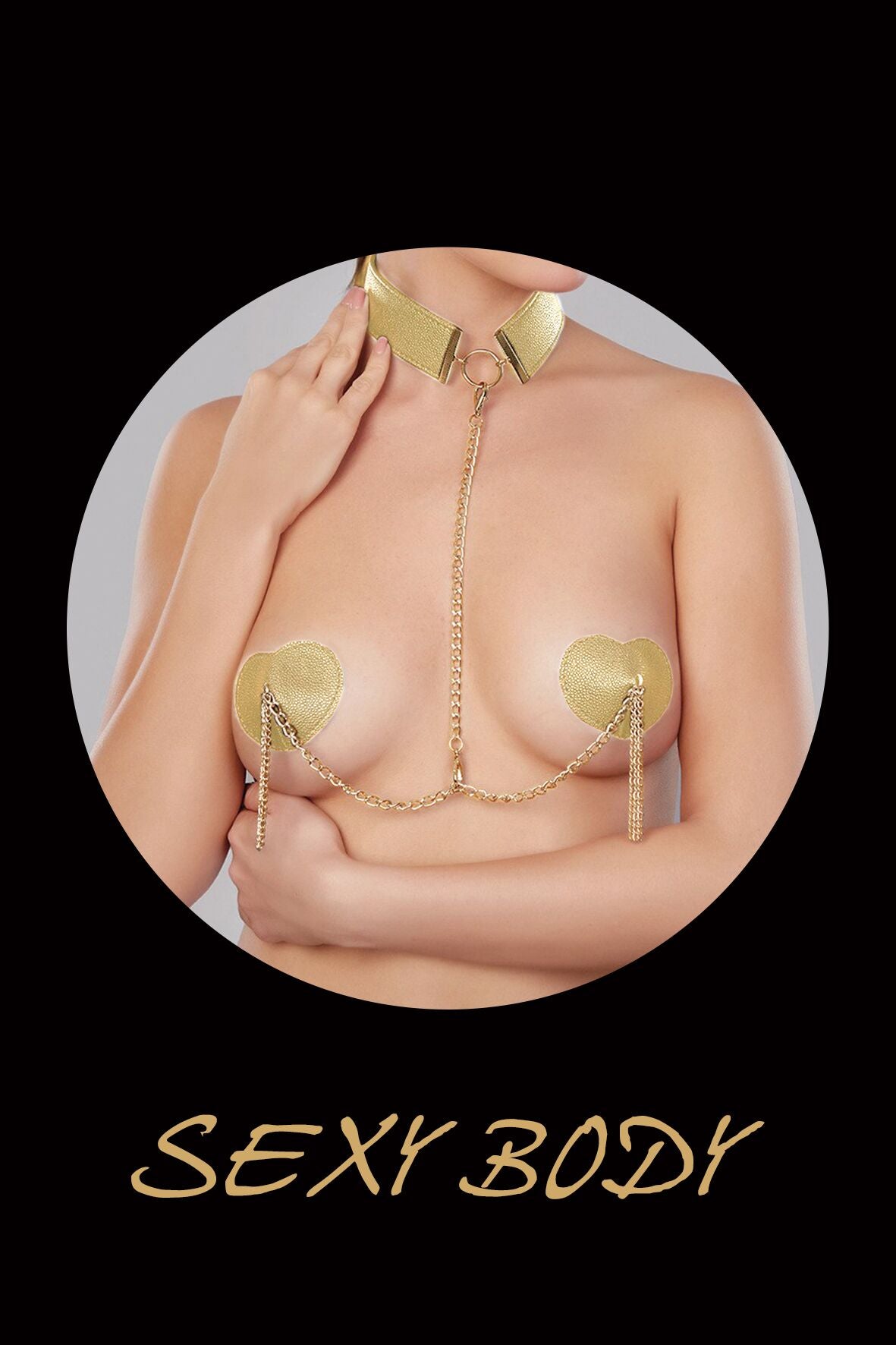 Пестис-сердечка з пензликами та чокером JSY Nipple